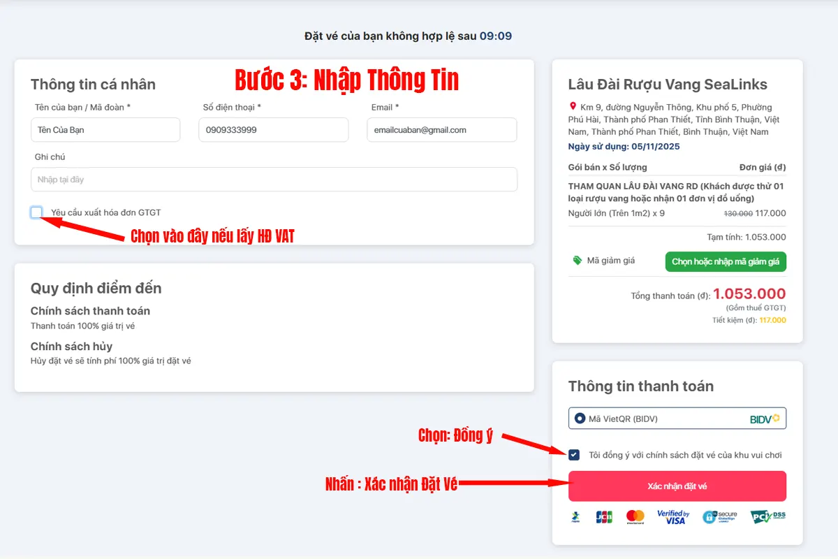 Huong dan dat ve online Lâu đài rượu Vang