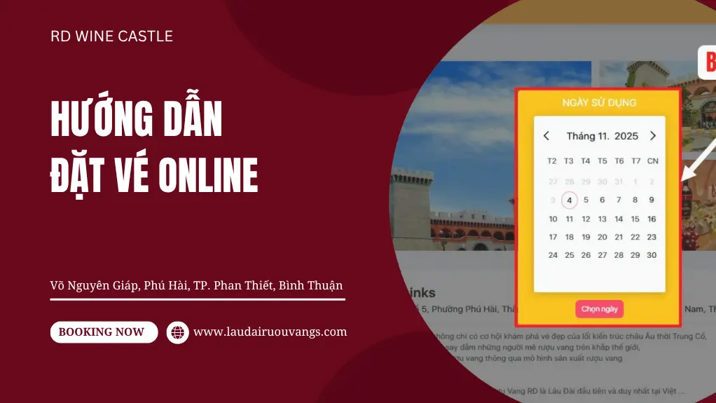 Huong dan dat ve online Lâu đài rượu Vang